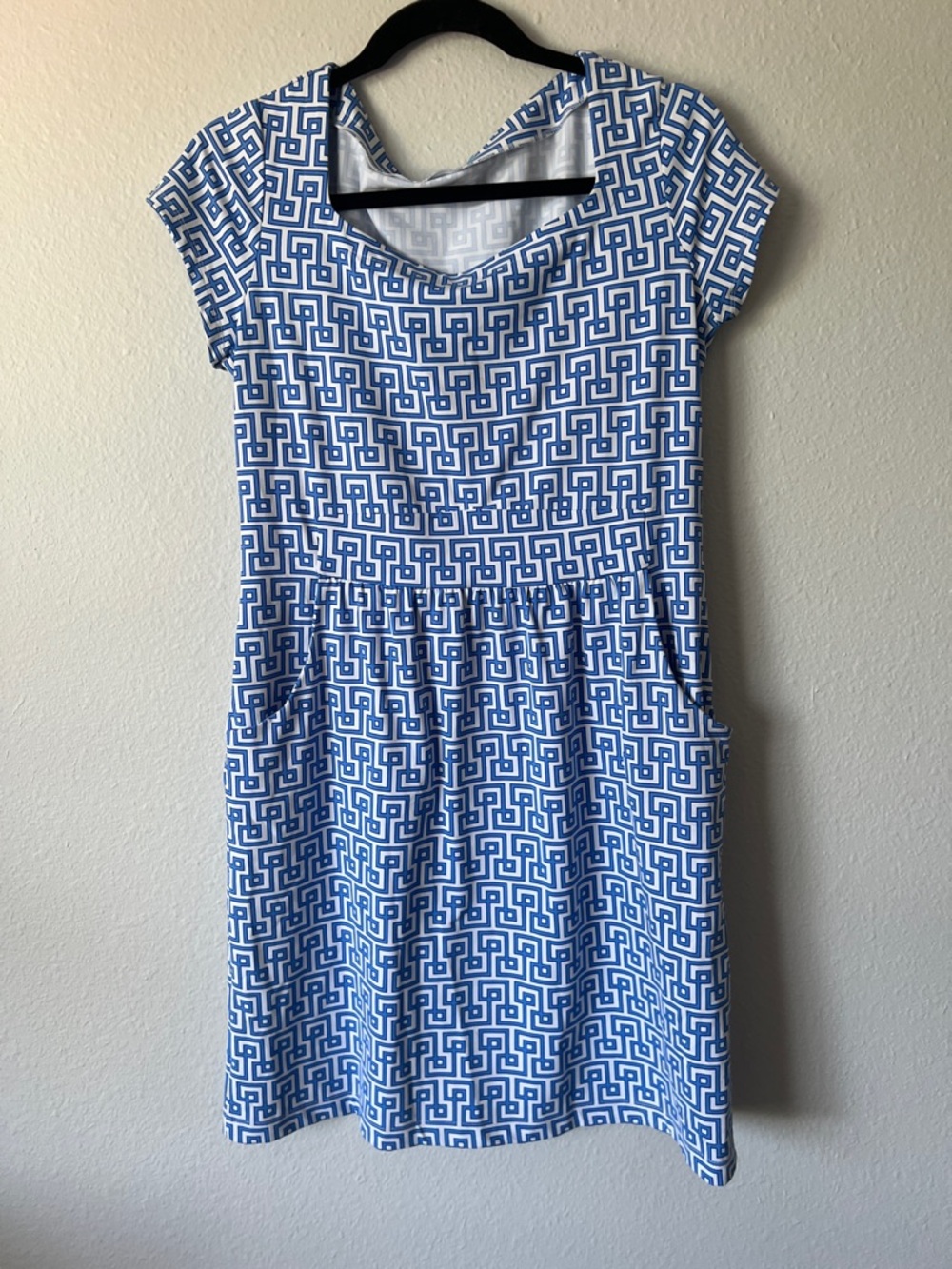 J. McLaughlin Print Dress Blue and White Size Medium - Picture 4 of 6